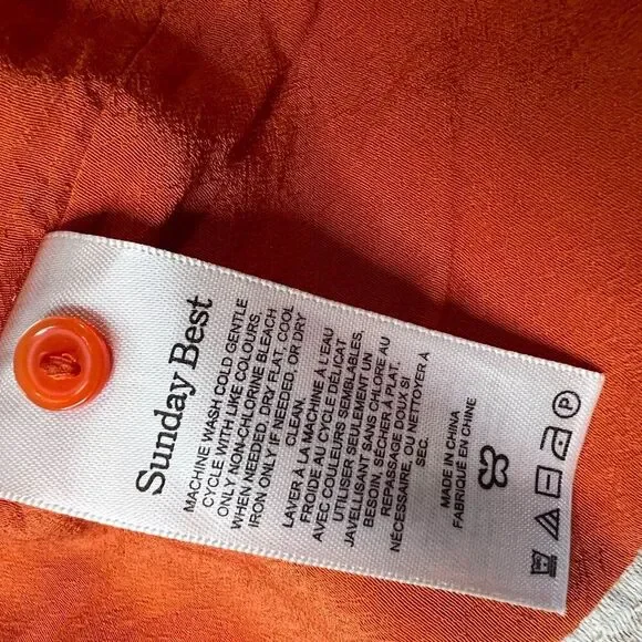 Aritzia Sunday Best Button Down Mini Dress Women Sz 4 Red Orange Short Sleeve - Picture 14 of 15